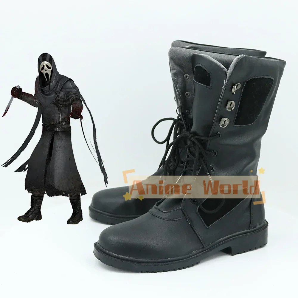 Scarpe cosplay con faccia di fantasma Scarpe in pelle PU Stivali di carnevale di Halloween DBD Cosplay Prop su misura