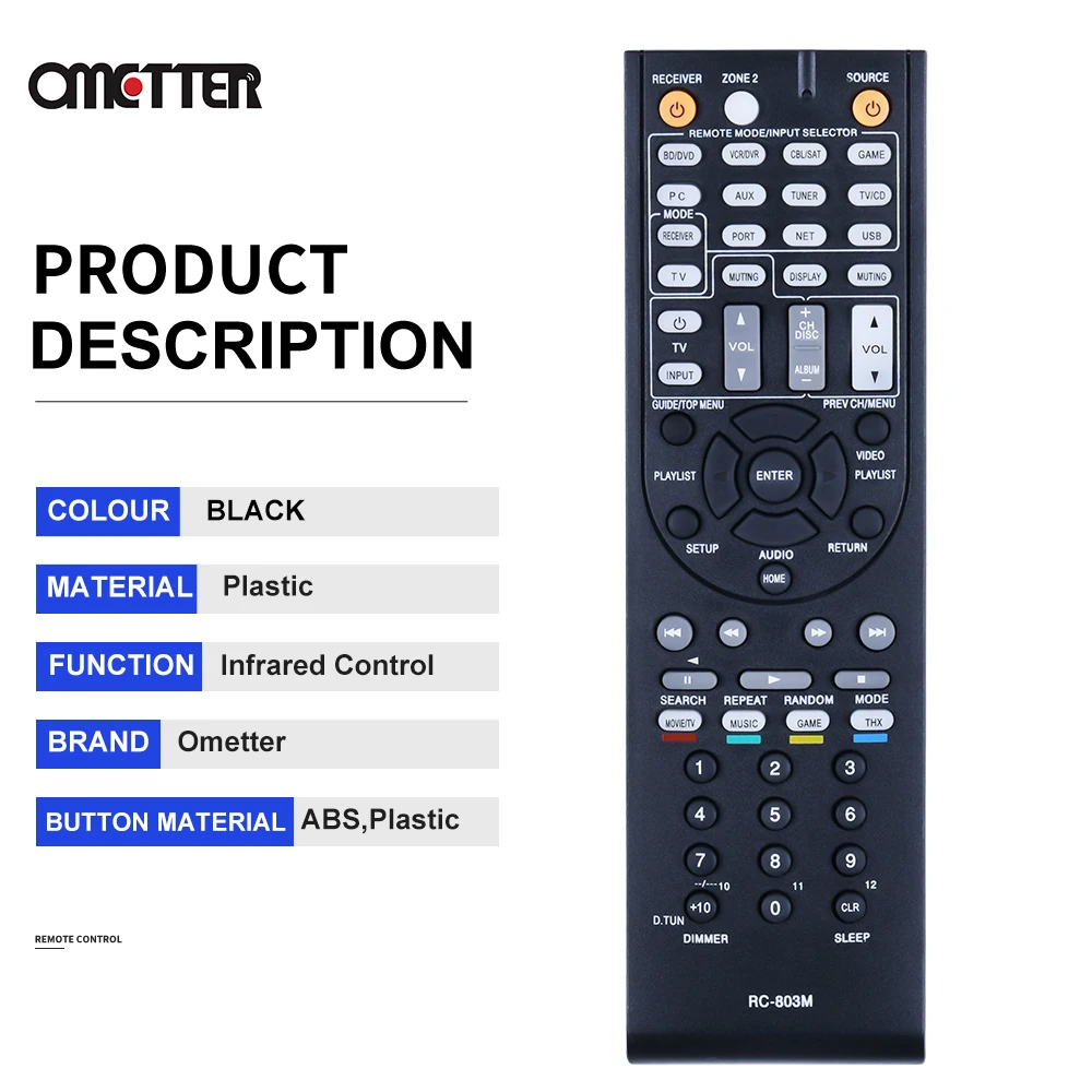 RC-803M Suitable for Onkyo Receiver Remote Control AV TX-NR609 TX-NR609B HT-S7409