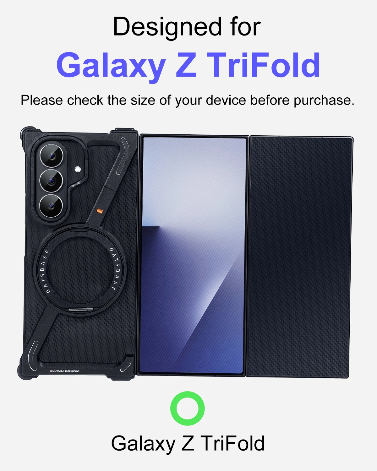 

Oatsbasf Metal Stand Phone Case for Samsung Galaxy Z Trifold Slim Light Z-Shape Phone Cover with 360° Spin & 120° Flip Kickstand