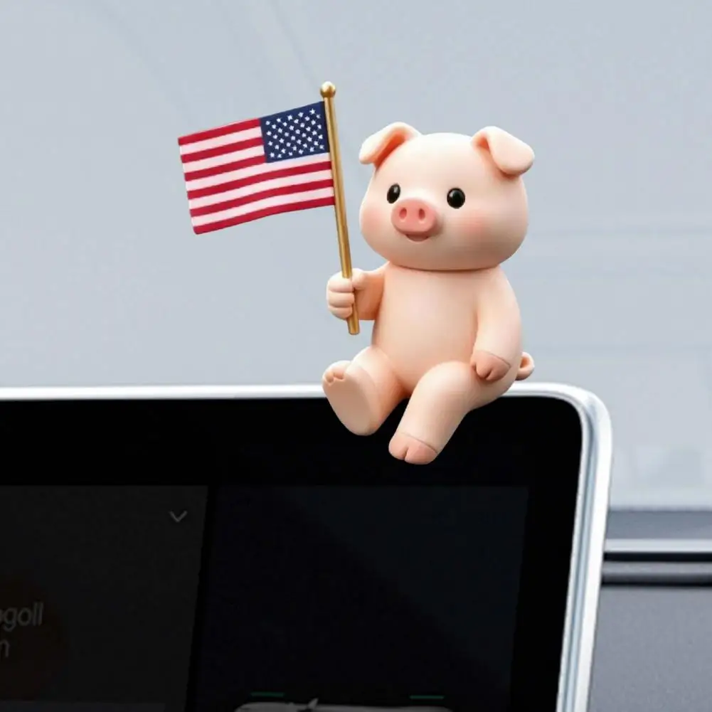 Car Ornaments Cute Resin Interior Decoration Holding The American Flag Ornaments for Car Rearview Dashboard
