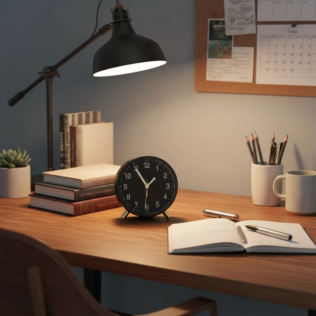 1PC Bedside Clock User-Friendly Controls Black Electronic Clock Light Sleepers Peaceful Environment Creative Design