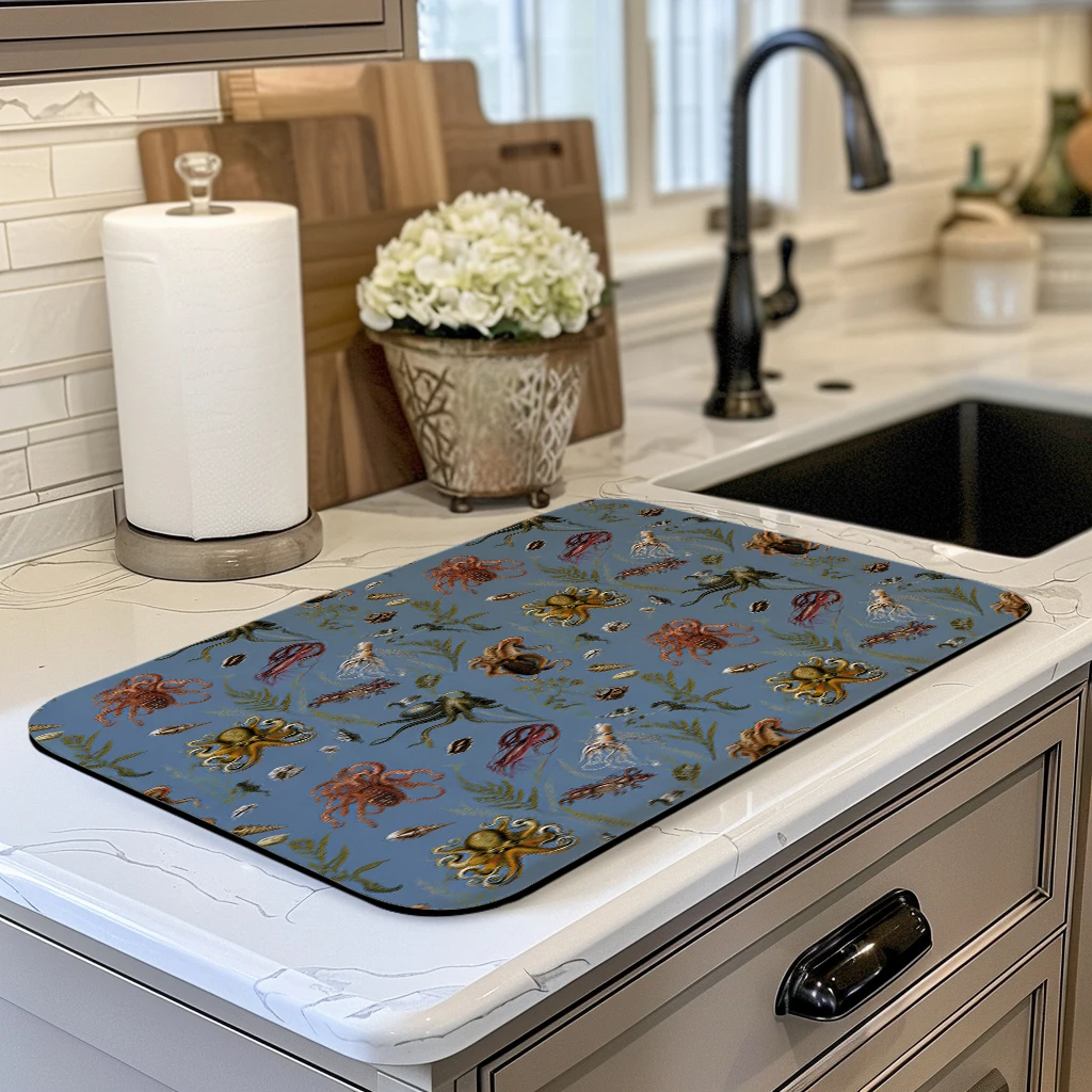 Charming Tiger Pattern Polyester Absorbent Mat - Lovely Decorative Mat for Home, Ideal for Kitchen and Dining Areas
