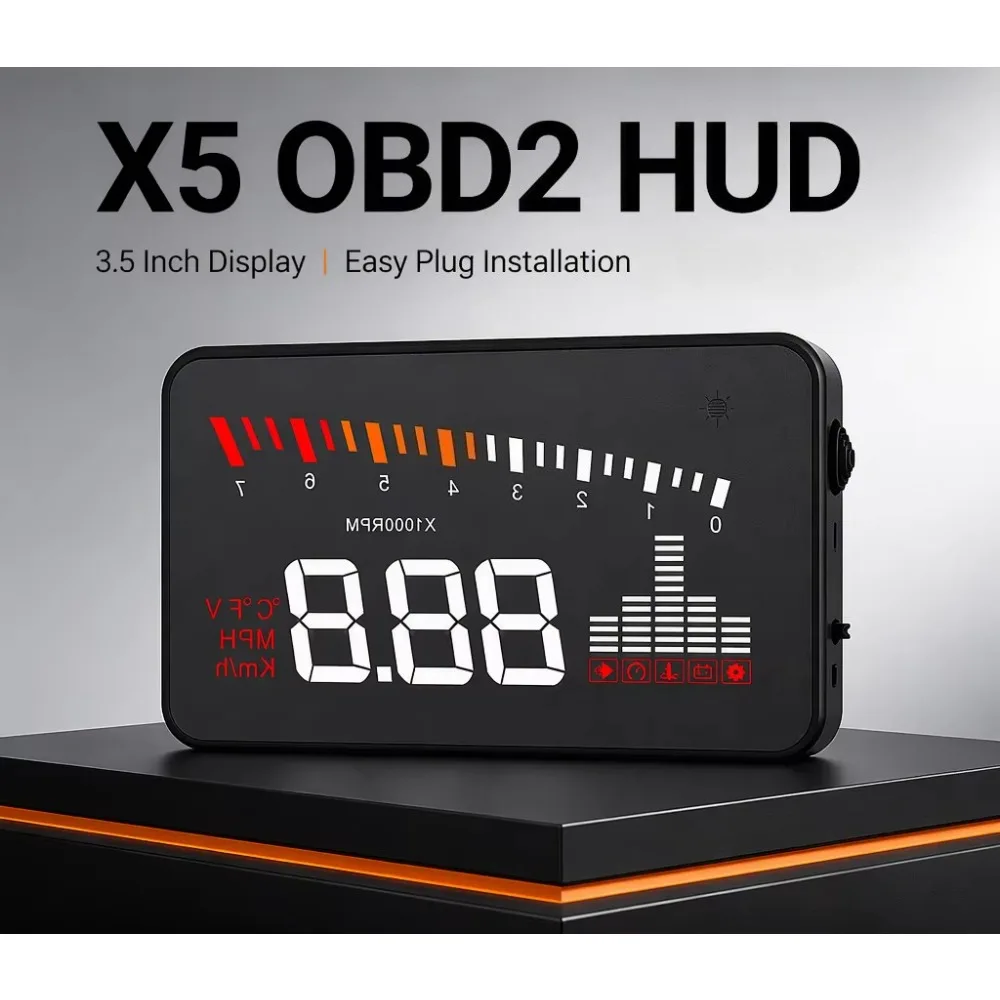 3 Inches Head Up Display X5 Over Speed Alarm Projector Multi-function HUD Auto Electronics Windshield HUD Display
