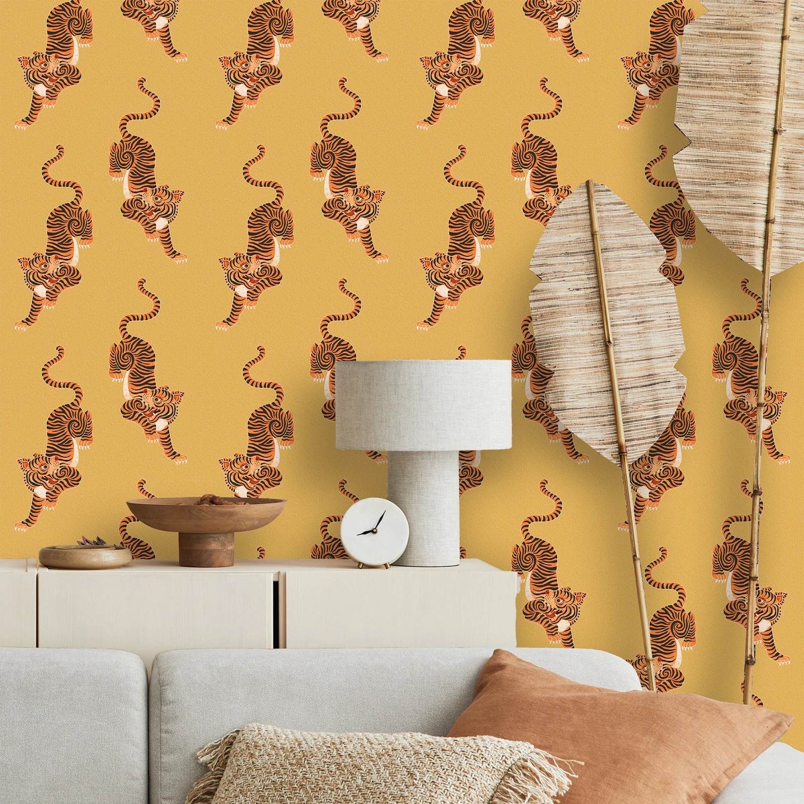 Exquisite Vintage Tiger Wallpapers for Wall,Exotic Tiger Motif Photo Wallpaper for Kitchen,Powerful Bedroom Wall Paper,PVC FREE