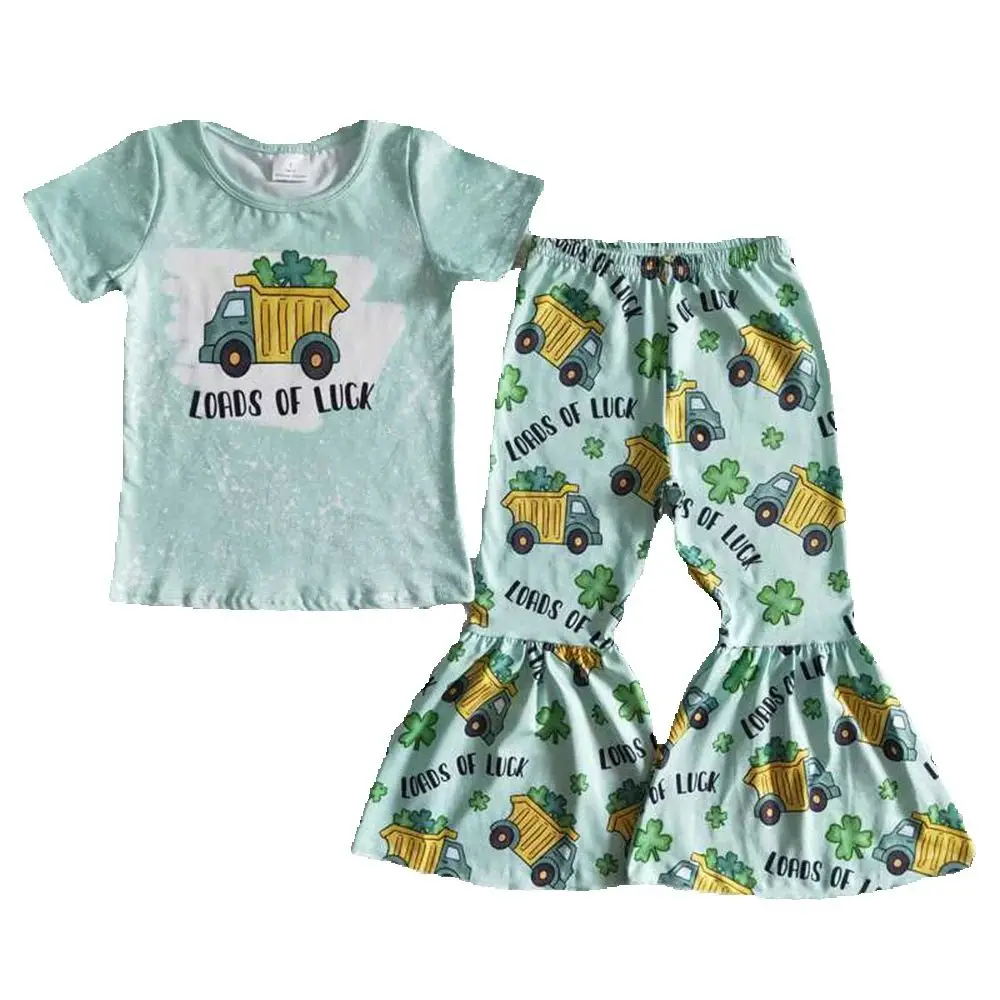 

E5-27 girl green St. Patrick's Day short sleeve set