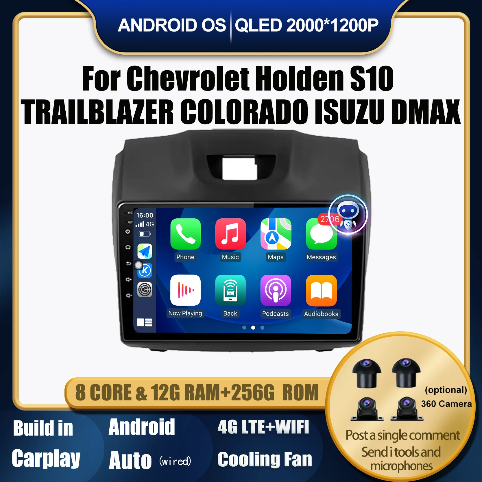 

Android 14 Car Radio For Chevrolet Holden S10 TRAILBLAZER COLORADO ISUZU DMAX Multimedia Player Navigation GPS Autoradio Tools