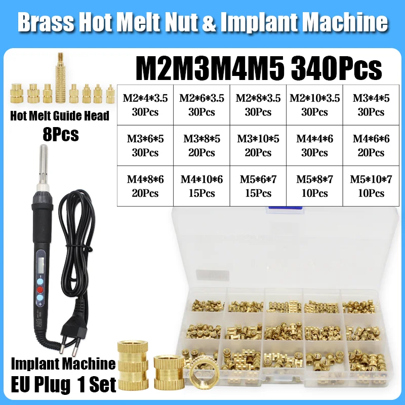 Messing Einsatz Mutter Lötkolben M2 M3 M4 M5 M6 M8 Hot Melt Guide Kopf Gerändelt Kupfer Muttern Einsätze Kunststoff 3D Drucker Zubehör – Detail 17