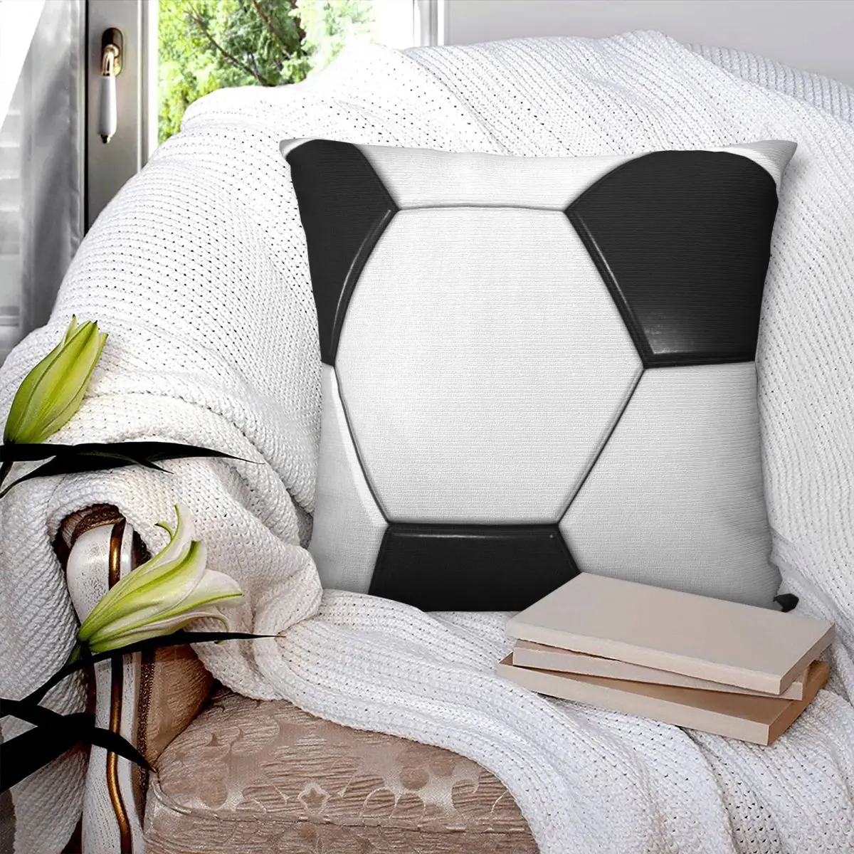 Soccer Cover Case Handy Tablet Pillowcase Cushion Bedroom Throw Pillow Cushion Pillowcase White Customizable