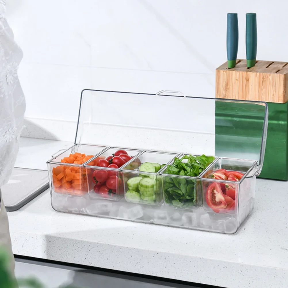 

Veggie Fruit Tray with Lid Ice Chilled Vegetable Serving Platter with Ice Tray on Bottom Food Cooling Bowl for Party Buffet