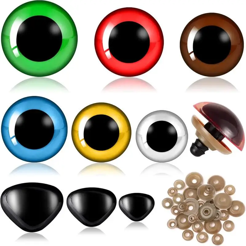 

180PCS Safety Eyes and Nose with Washers Amigurumi Stuffed Animal Eyes Doll Crochet Eyes for DIY Puppet Bear Toy Making Supplies