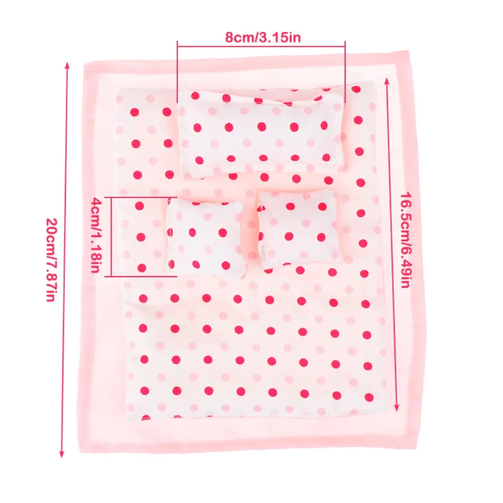 Vijfdelige set Mooie poppenhuisslaapdeken Laken 1:12 Schaal Dollhouse Miniatuur Bed Quilt Kussen