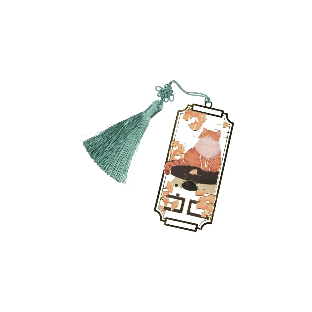 

Cat Hollowed Cat Bookmark Tassels Flower Metal Reading Bookmark Chinese Style Fashion Chinese Style Bookmarks Book Lovers