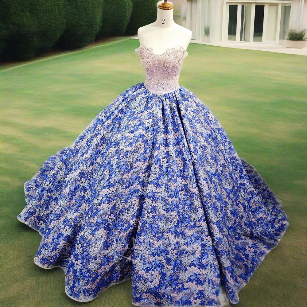 

Luxury Organza Princess Ball Gown Quinceañera Dresses Exquisite Lace Up Strapless Beading Birthday Party For 15th Girls DY6730