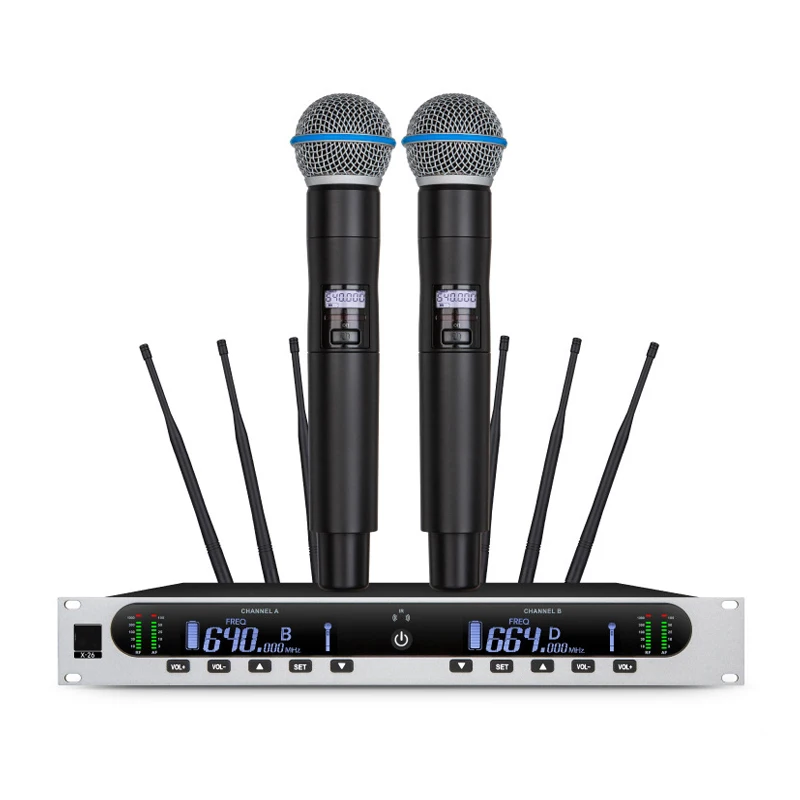 

XTUGA X-26 True Diversity Microphones System 1000M Wireless Microphone Systems UHF Outdoor Professional Mic for Church