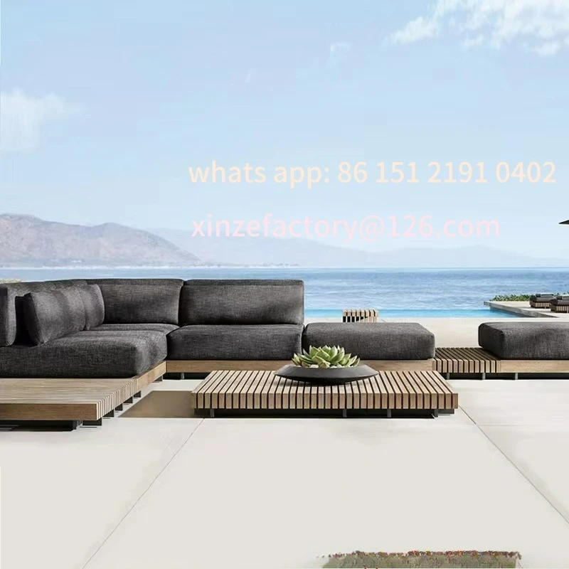 

Customizable leisure solid wood furniture outdoor courtyard open-air waterproof sunscreen sofa chair combination