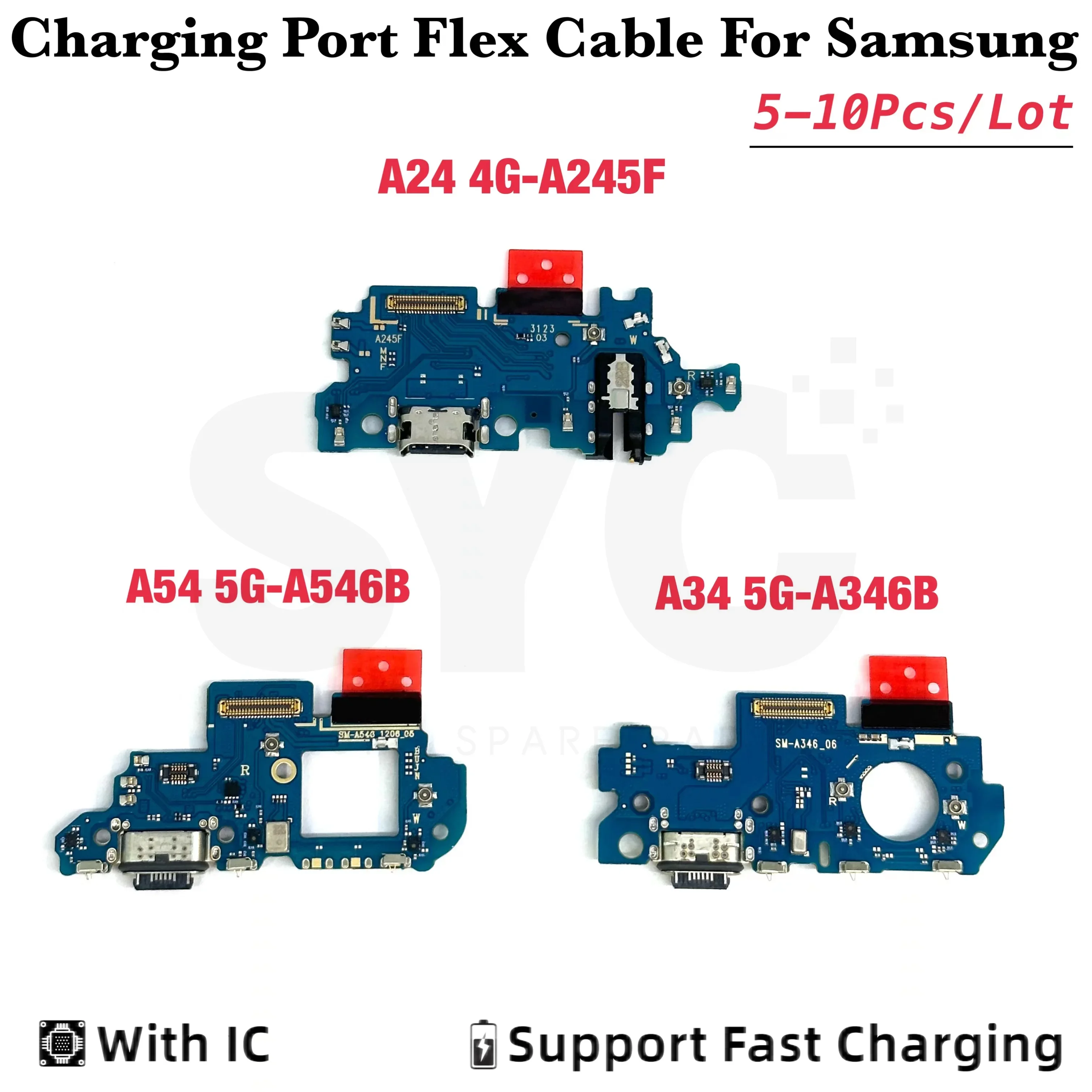 5-10Pcs/Lot Good quality For Samsung A24 4G A34 A54 5G A245F A346 A546 USB Charging Dock Port Connector Flex Cable