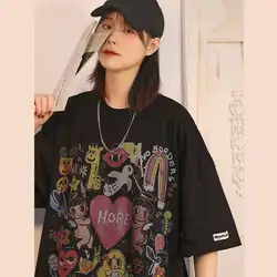 Harajuku Gothic Cute Cartoon Printed Women's T Shirt Fashion Streetwear Hip Hop Casual Oversized Y2k Short Sleeve T-Shirts