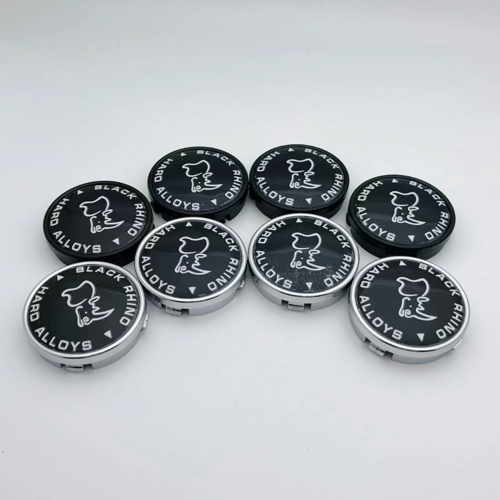 

4pcs 64MM (I.D 61MM) Black Rhino Logo Badge Car Wheel Center Caps Styling Accessories for Volvo Rim Hubcaps Cover Wheels Hub Lid
