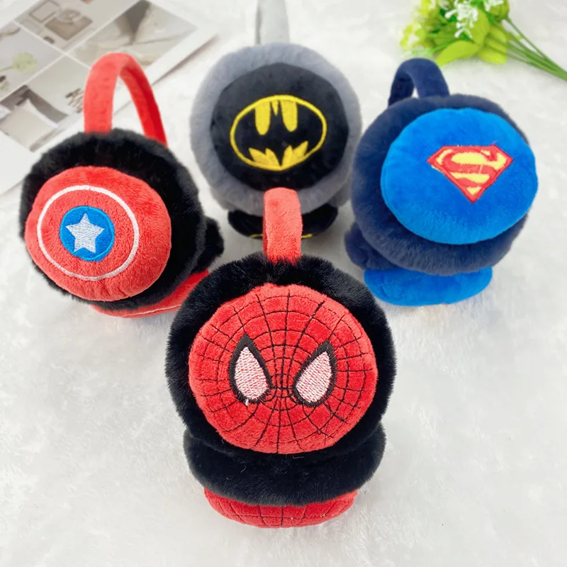 

Marvel Spiderman Student Earmuff Cute Anime Batman Superman Winter Warm Child Adjustable Plush Cold-proof Earbags Kids Gifts