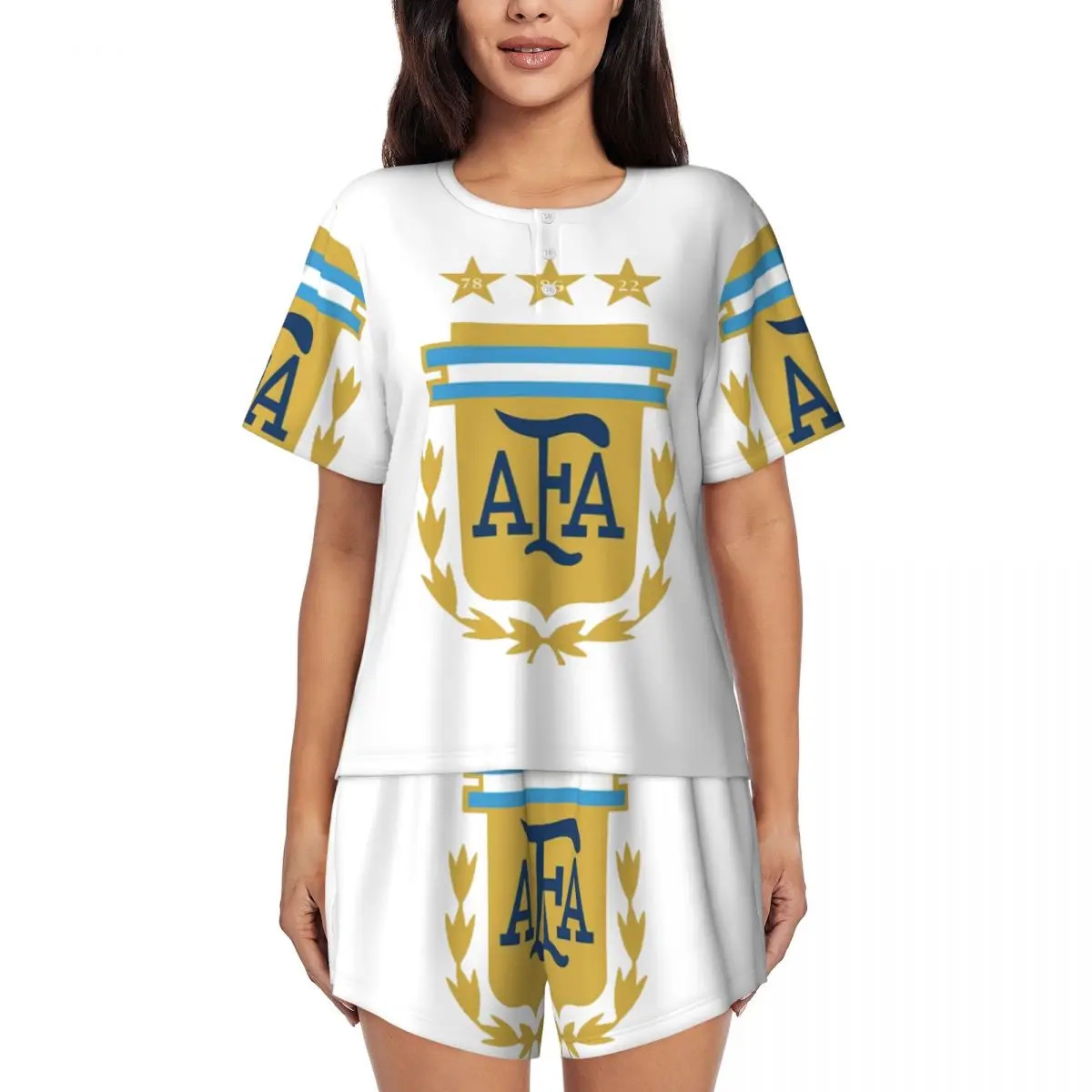 

Ushuaia, Argentina Round Neck Short Sleeves Nightdress for Sleeping Sleepshirts Women Loose Pajama Set Short Pants