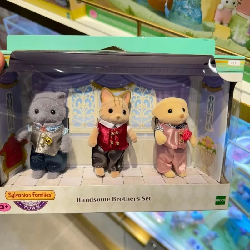 2024 New Sylvanian Families Spotted Dog Brother Persian Cat Handsome Brother Set Fashion Street Dress Set Children'S Play Gift