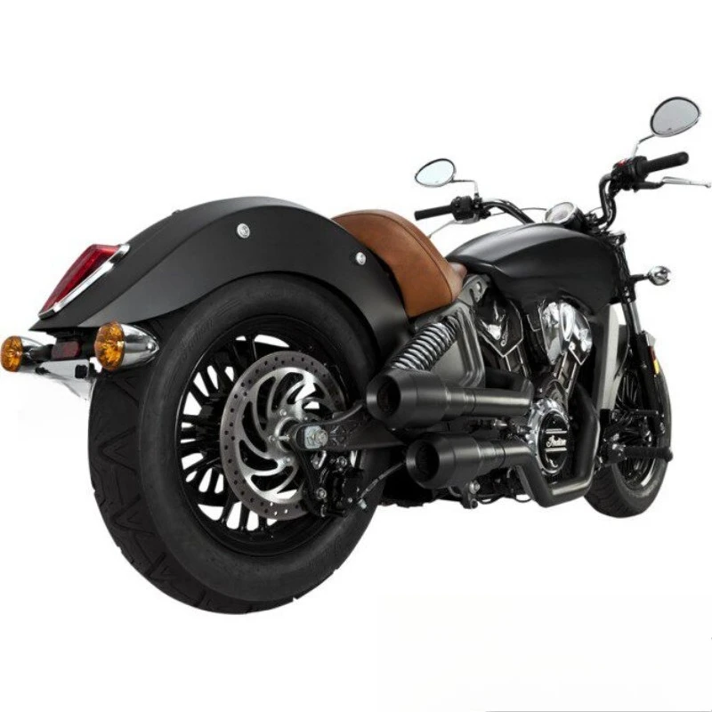 Modified full-section chrome fried street exhaust, black exhaust cylinder for motorcycle