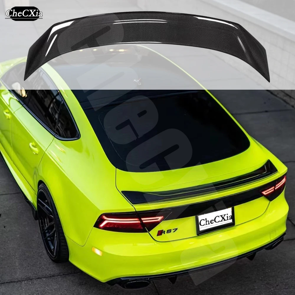 R Style High Quality Real Carbon Fiber Material Spoiler For Audi A7 S7 RS7 2013 - 2018 Carbon Fiber Rear Spoiler Trunk Wing