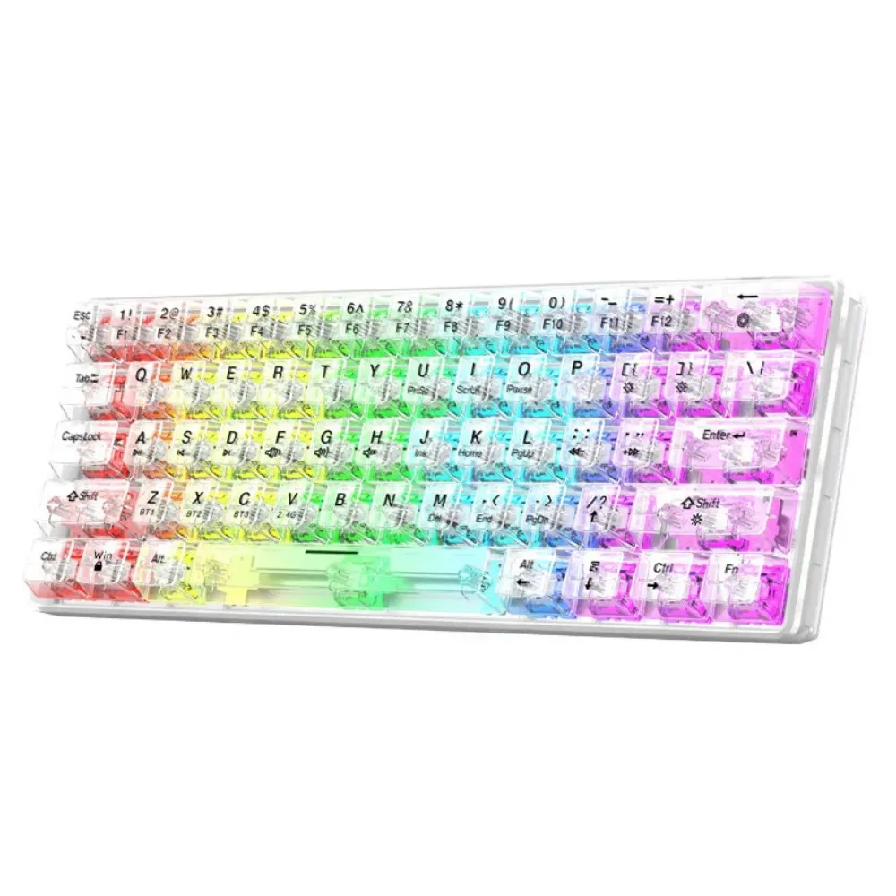 

XUNFOX K30Pro Wireless Bluetooth Triple Mode Transparent Mechanical Keyboard White Axis Gasket RGB Ergonomic DIY Hot-swap Offic