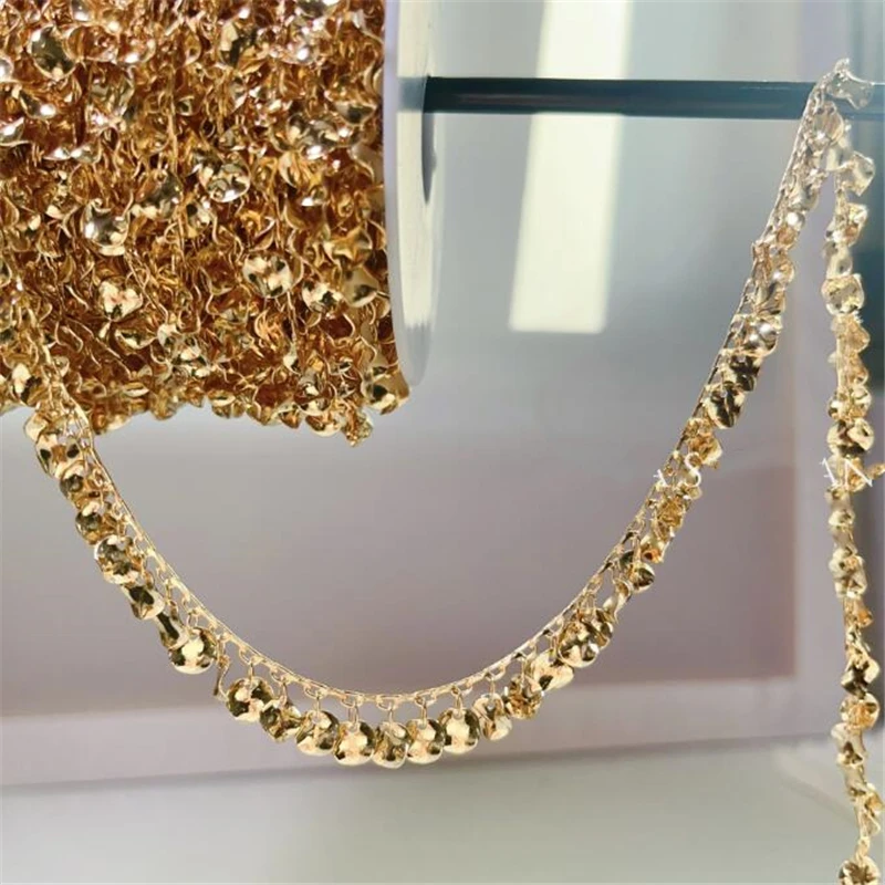 

5 Meter Gold Color Plated Round Weave Sequins Beads Link Chains For DIY Jewelry Making Necklace Tassel Chain Craft Accessories