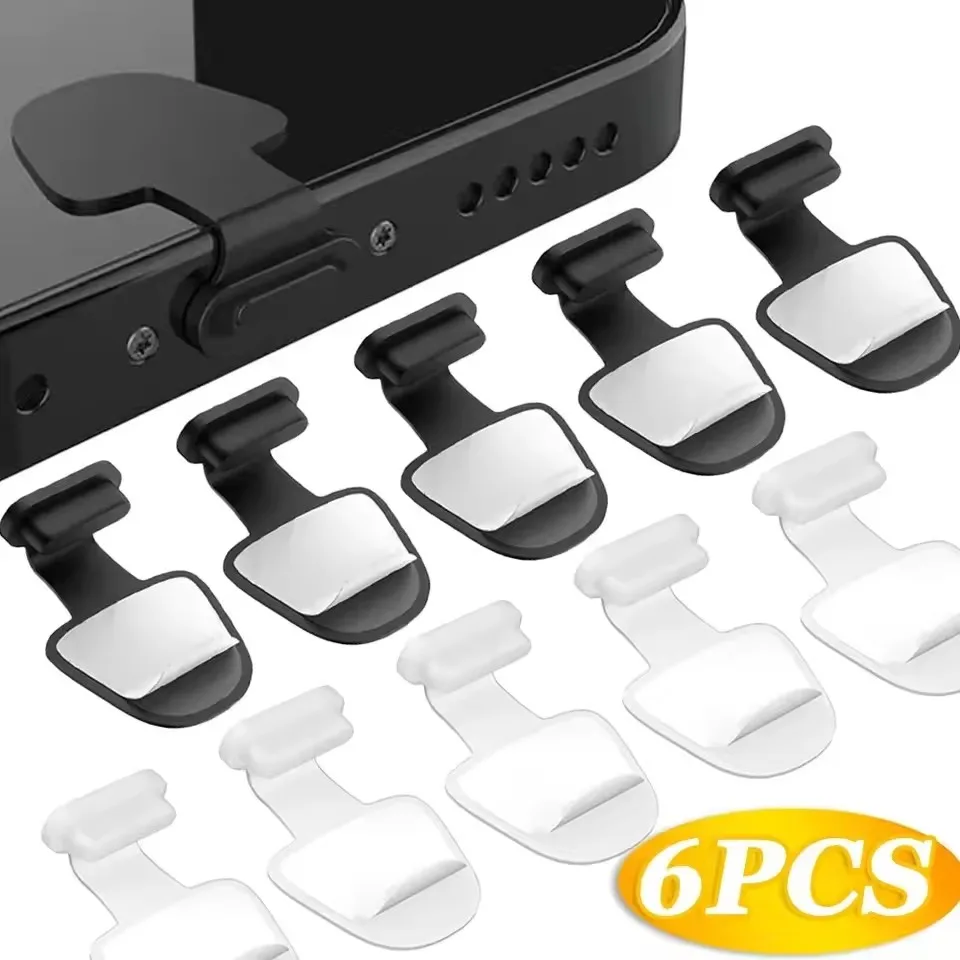 6/1PCS Protetores de Silicone Anti-Poeira para Porta USB Tipo-C, Capas Anti-Perda para Porta de Carregamento, Plugue Anti-Poeira e Sujeira para iPhone Samsung
