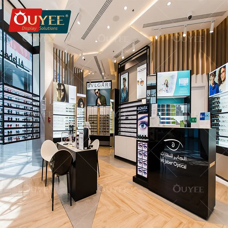 Customized-Custom Eyewear Optical Showcase Store Fixture Wood Optical Display Showcase Optical Store Sunglass Tower Read Glasses