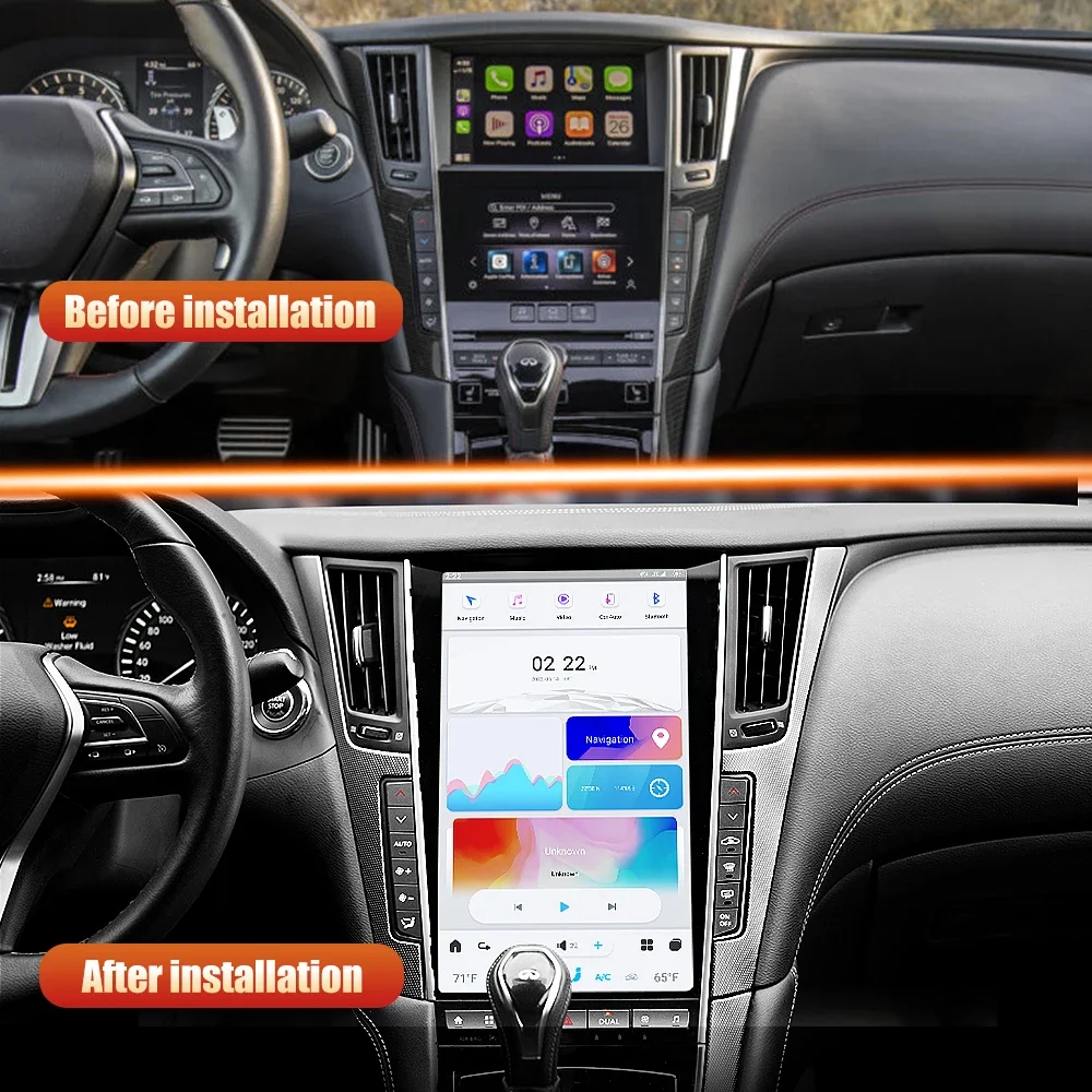 أندرويد 14 لإنفينيتي Q50 Q50L 2015-2019 شاشة عمودية سيارة مشغل وسائط متعددة لتحديد المواقع والملاحة وحدة الرأس مسجل الراديو