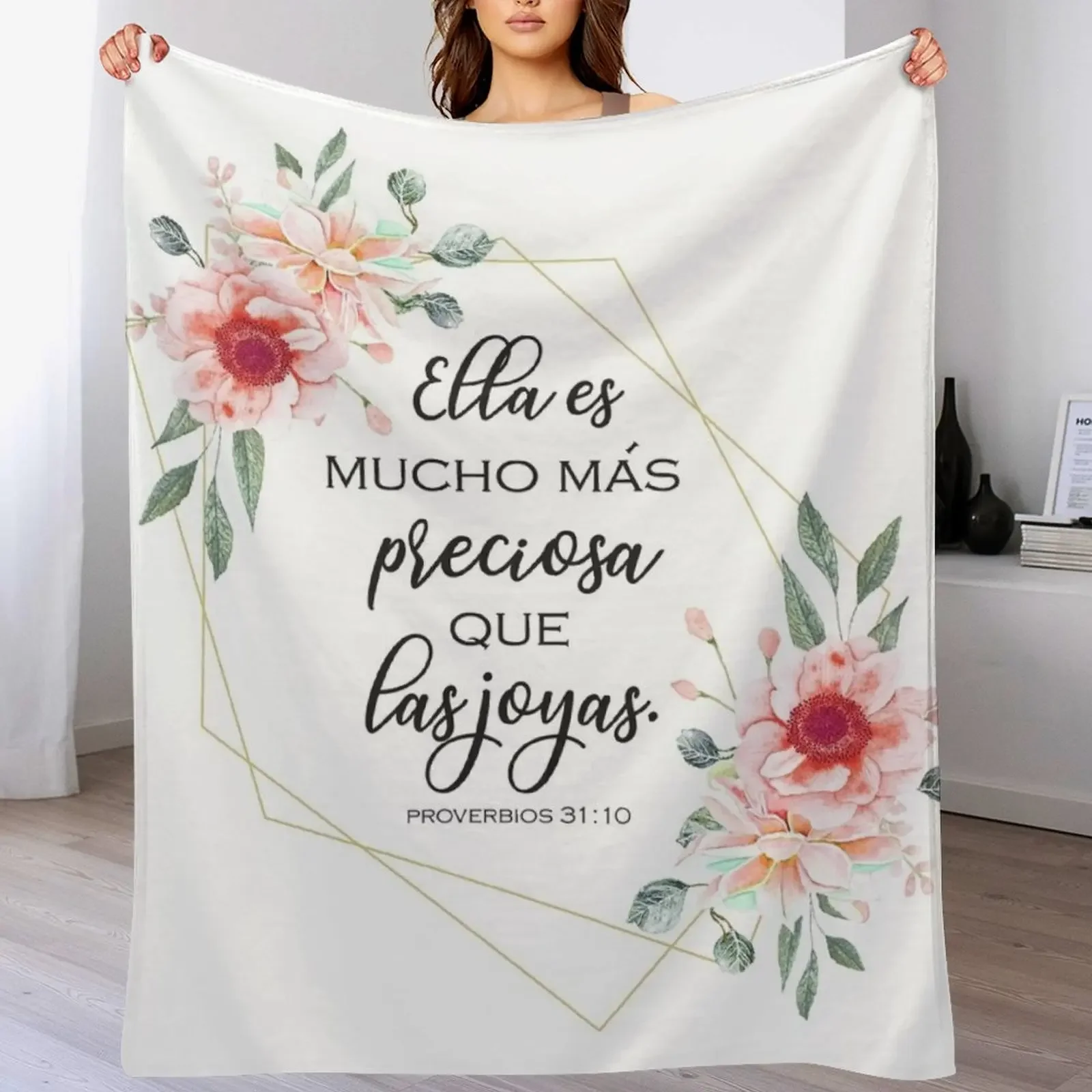 

Spanish bible verse Proverbios 31:10 Throw Blanket Luxurious Soft Blanket Holiday Gift for Family