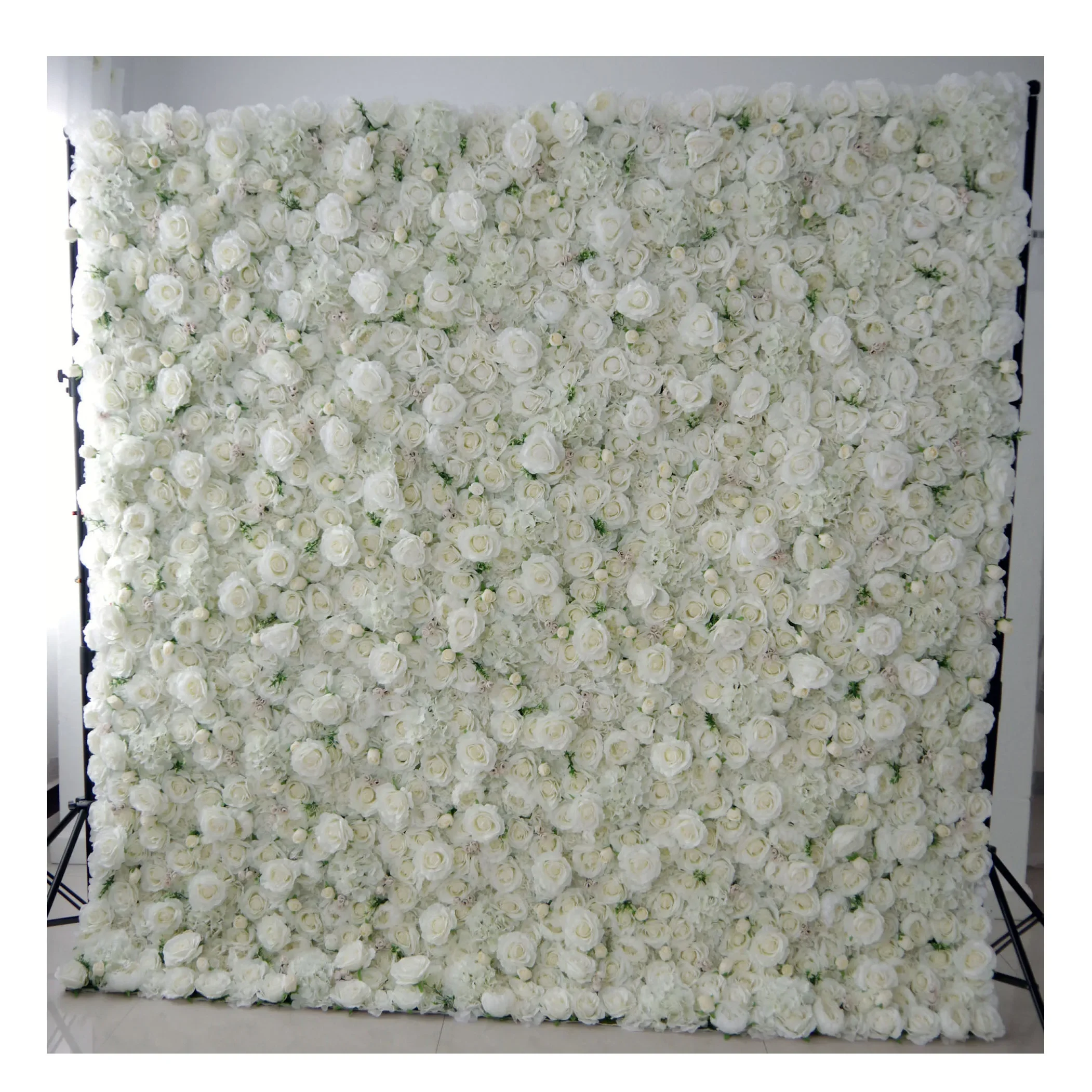 

8ftx8ft Feet 3D Artificial Silk Flower Wall Panels White Rose Hydrangeas Fabric Rolling Up Curtain Flower Wall Backdrop angel