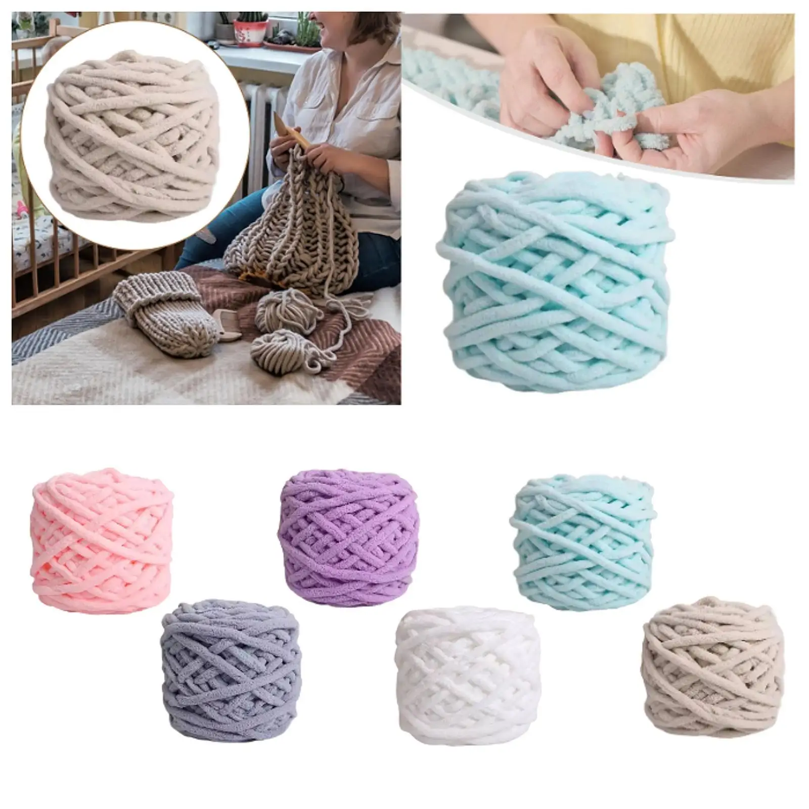 Chunky Yarn Chenille Thick Polyester Easy Crocheting Yarn for Making Home Decor Blankets and Sofa Throws