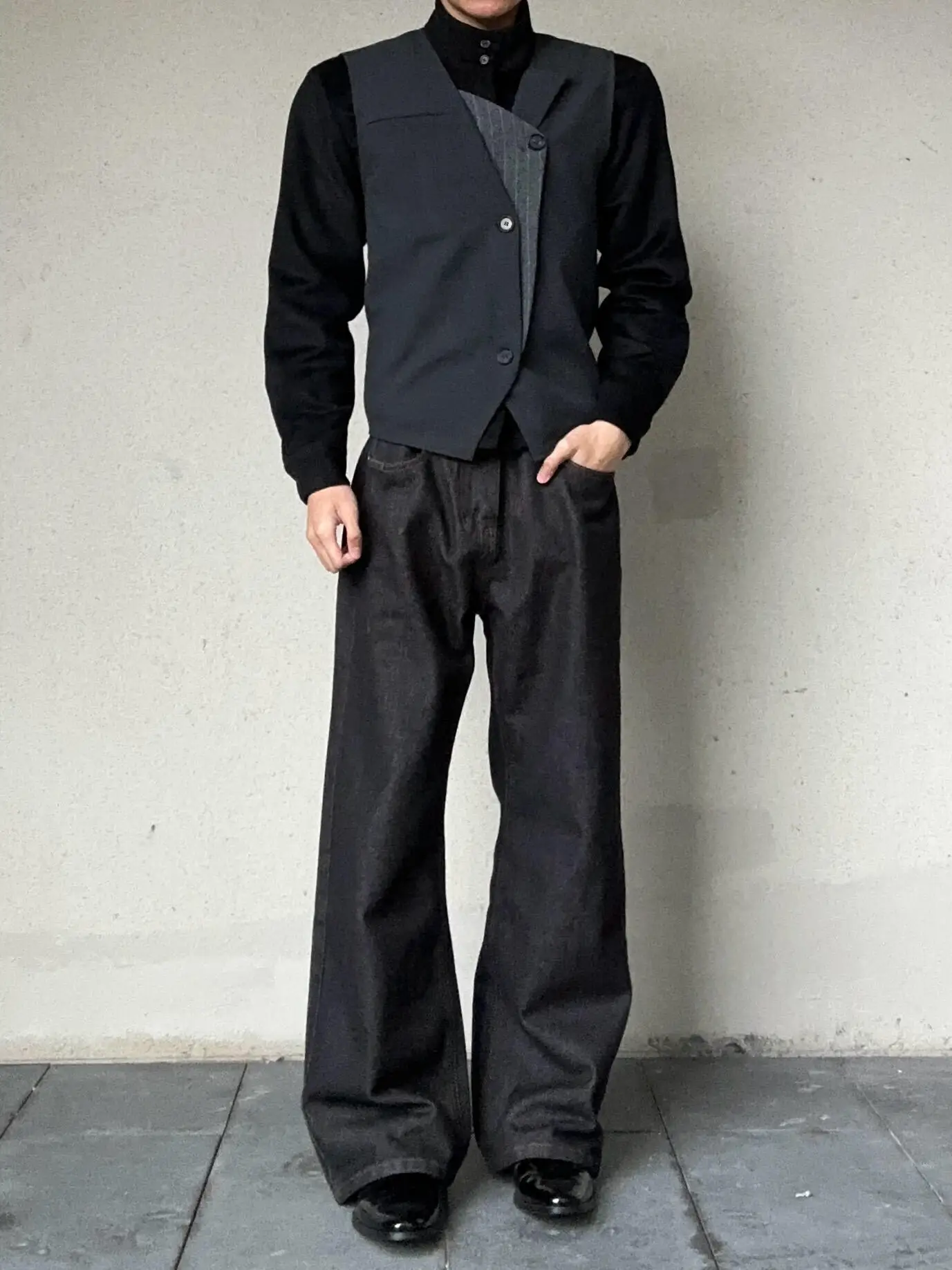 

Мужские джинсы American Vibe в стиле ретро, свободные, широкие, прямые, длинные, глубокого черного цвета, оригинальные, молодежные, в ковбойском стиле