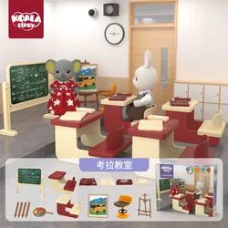 1:12 Dollhouse Miniature Classroom Desk Set Miniature School Desk Chalkboard Model for Mini House School Furniture Accessories