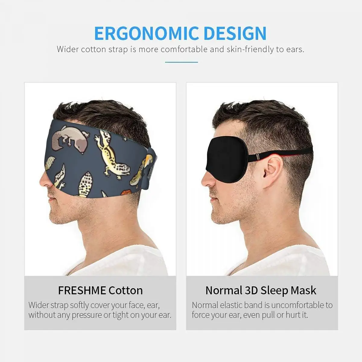 Chub Geckos In Dark Grey sleep eye mask Light Blocking Portable Eye Cover for Girls Boys Home Sleeping Party Eyeshade eyepatch view 5