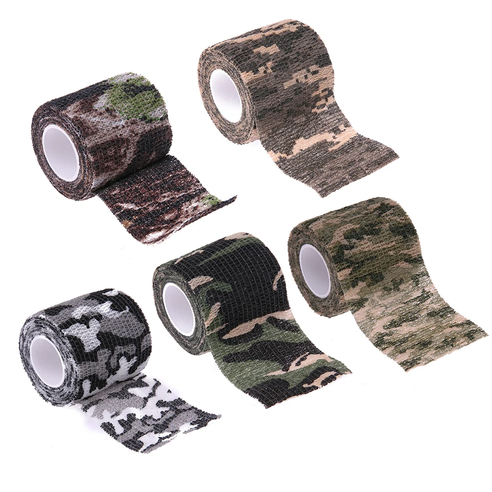 Tactical Camo Tape Self-Adhesive Camouflage Tape Outdoor Hunting Shooting Stealth Tape Rifle Gun Stretch Wrap Cover