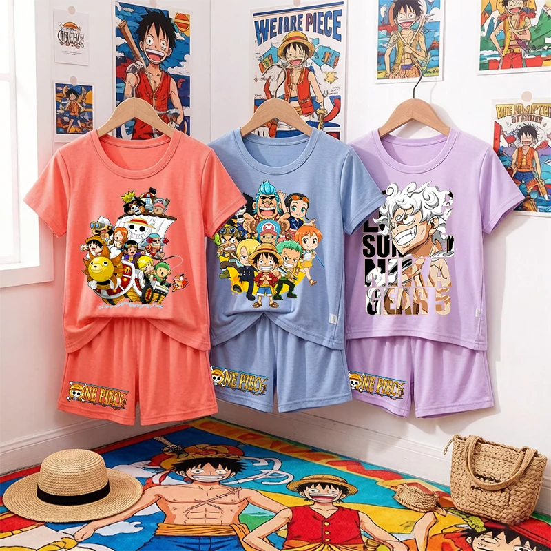 

Ones Piece Baby Pajamas Set for Anime Zoro-Luffy-Boy Toddler Cute Game Print Sleepwear Kid Thin Short Sleeve Tops Shorts Clothes