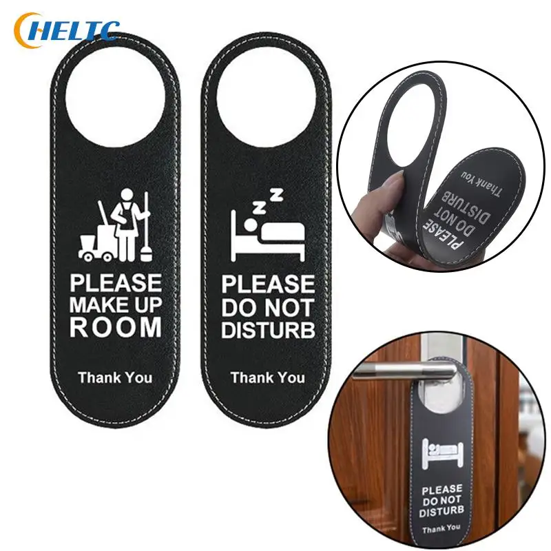 PCS Make Up Room Hanger Tags Label Door Sign Do Not Disturb Bar Hotel Mall Black Hanging Tag Leather Door Knobs Hanger Pendant