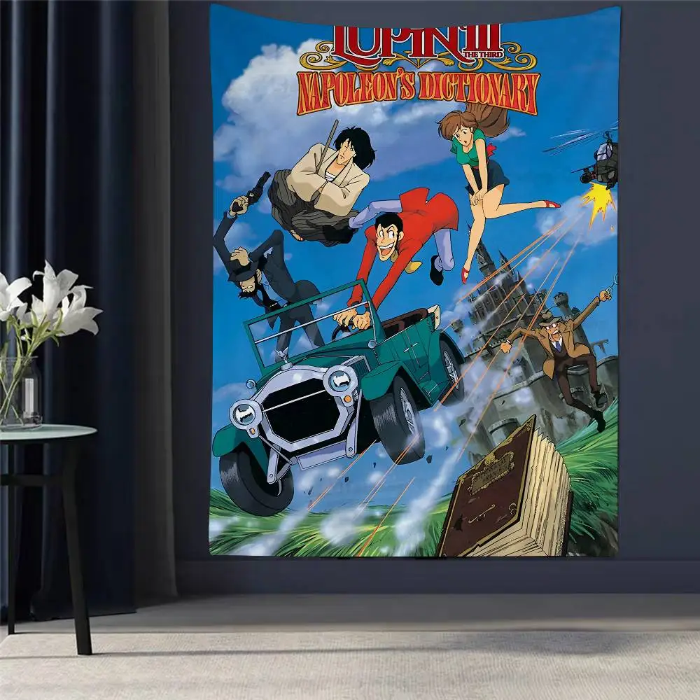 

Japan Anime Lupin The Third Printed Wall Tapestry Cheap Hippie Wall Hanging Bohemian Wall Tapestries Mandala INS Home Decor
