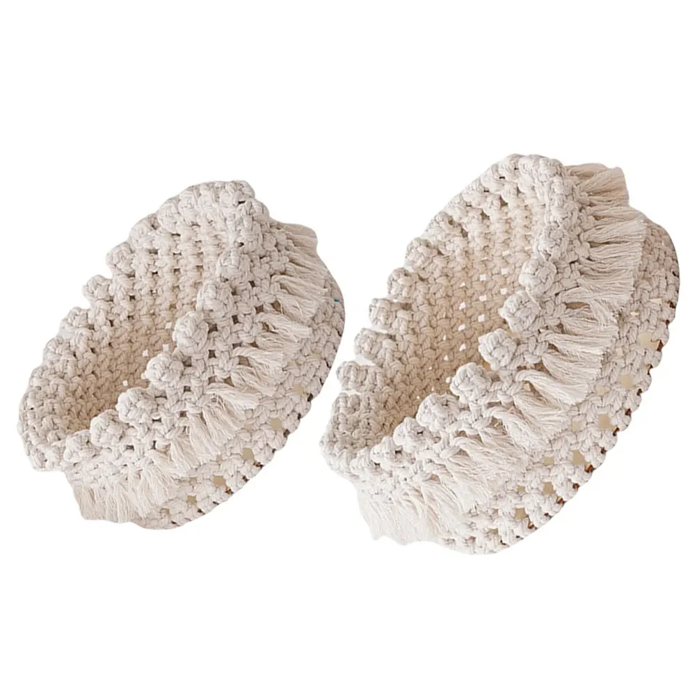 

2pcs Cotton Rope Storage Basket Hand Woven Nordic Style For Bedroom Kitchen Desktop Sundries Snack Makeup Organizers Home