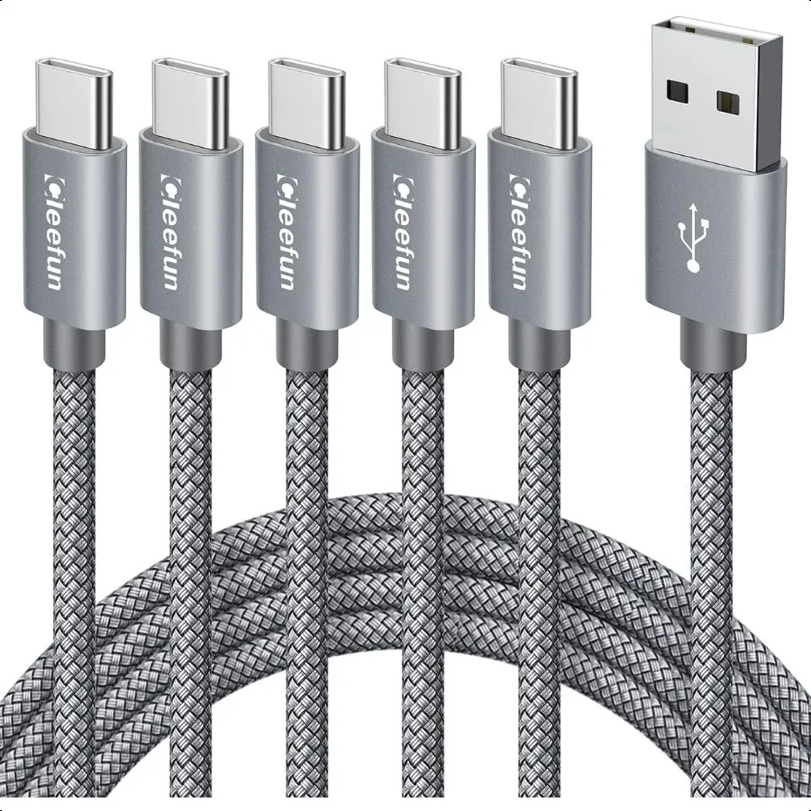 

Кабель USB C, 3 фута, 5 упаковок, зарядное устройство USB A to Type C, быстрая зарядка для iPhone 17 16 15 Pro Max Air Plus для Samsung Galaxy S25 S2