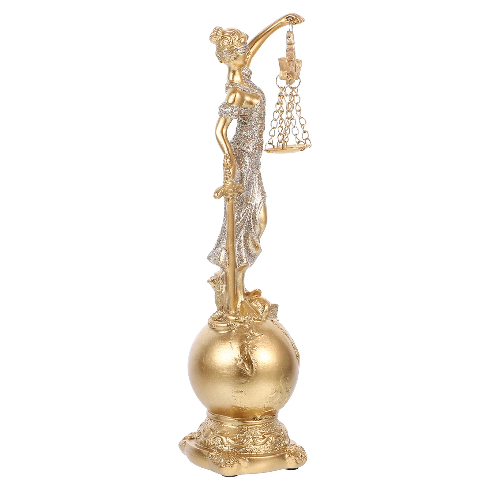

Justice Goddess Statue Elegant Decor Art-Grade Office Ornaments Intricate Details Resin Sculpture Home Desk Shelf