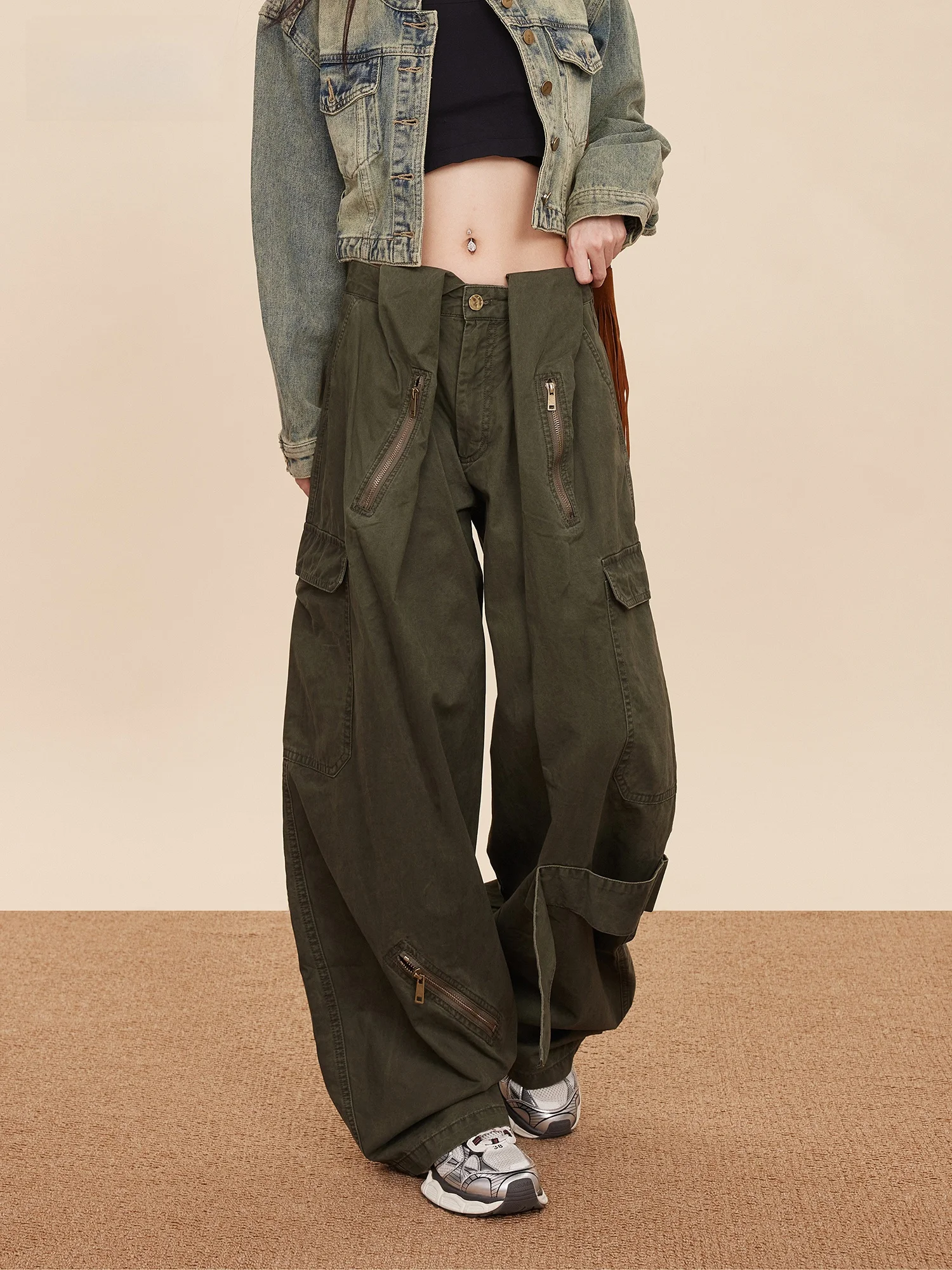 

Американские военные брюки-карго для женщин, свободные широкие брюки для осени, повседневная рабочая одежда