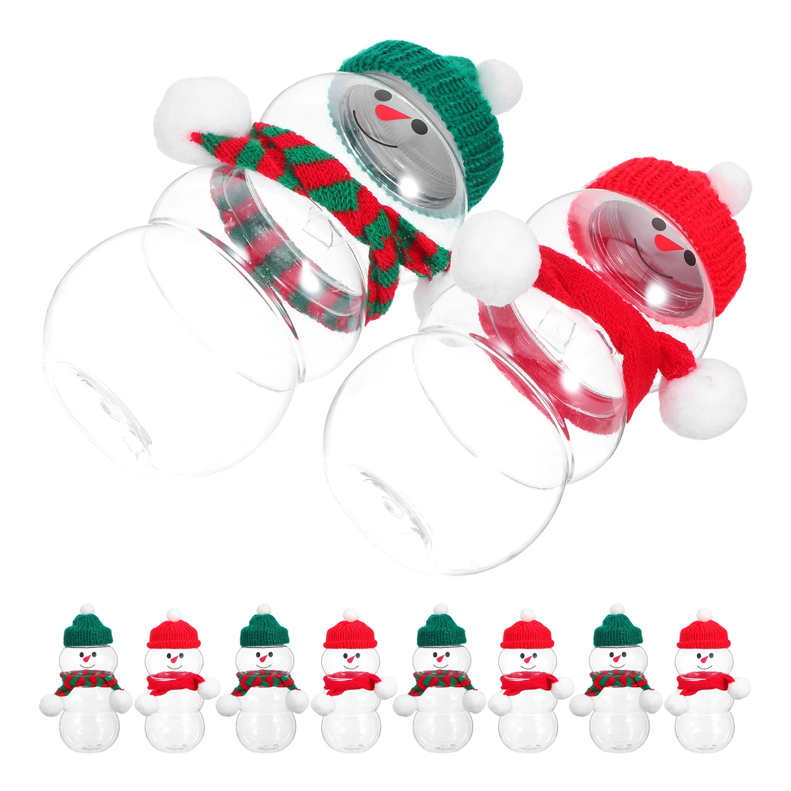 

10Pcs Reusable Snowman Bottles Christmas Treats Containers Lids Milk Juice Smoothies Party Favors Plastic Bottles with Caps