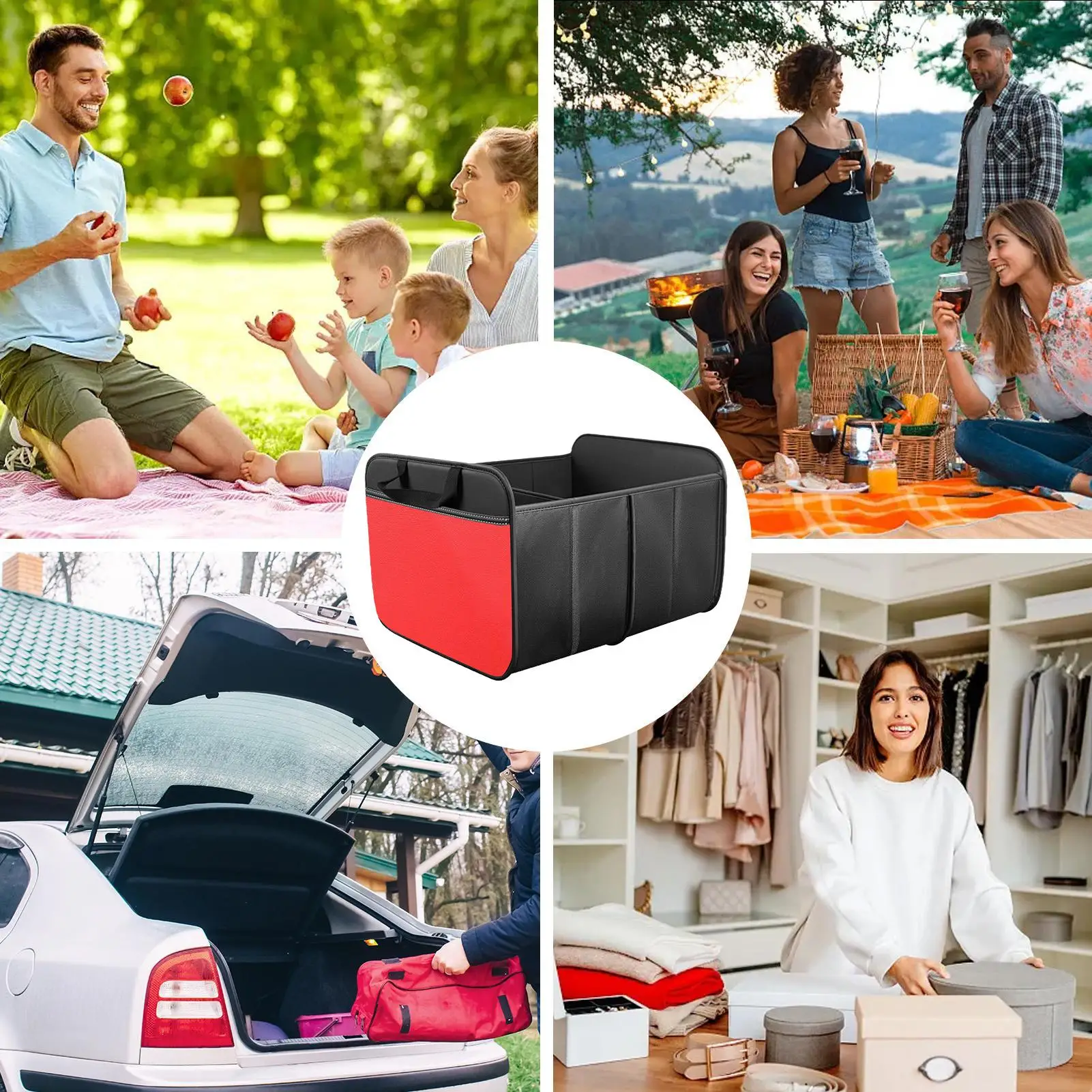 

Trunk Organizer Large Capacity With Handles Large Cargo Car Storage Organizer For Truck RV Sedan Automotive Home Camping Fishing