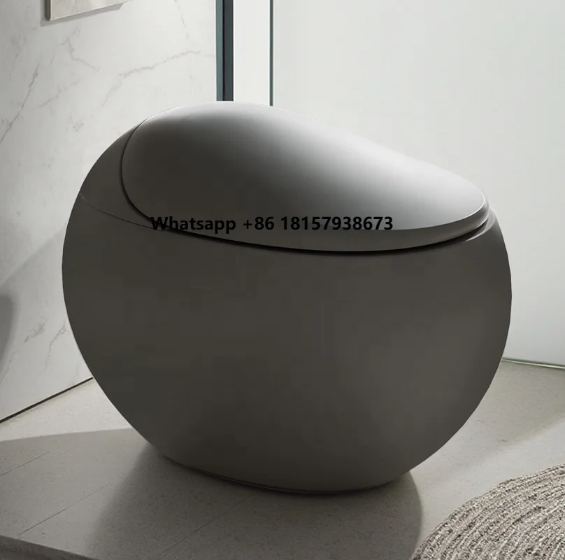 

Flagship Version Smart Toilet Bidet Watermark Gray Egg Shape Design Dual-Flush Sanitary Ware Floor Mounted Egg Toilet Bowl