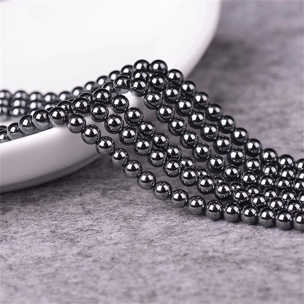 A+ Natural Black Hematite Stone Beads Round Loose Spacer Beads for Jewelry Making 6/8/10mm Bracelet Handmade